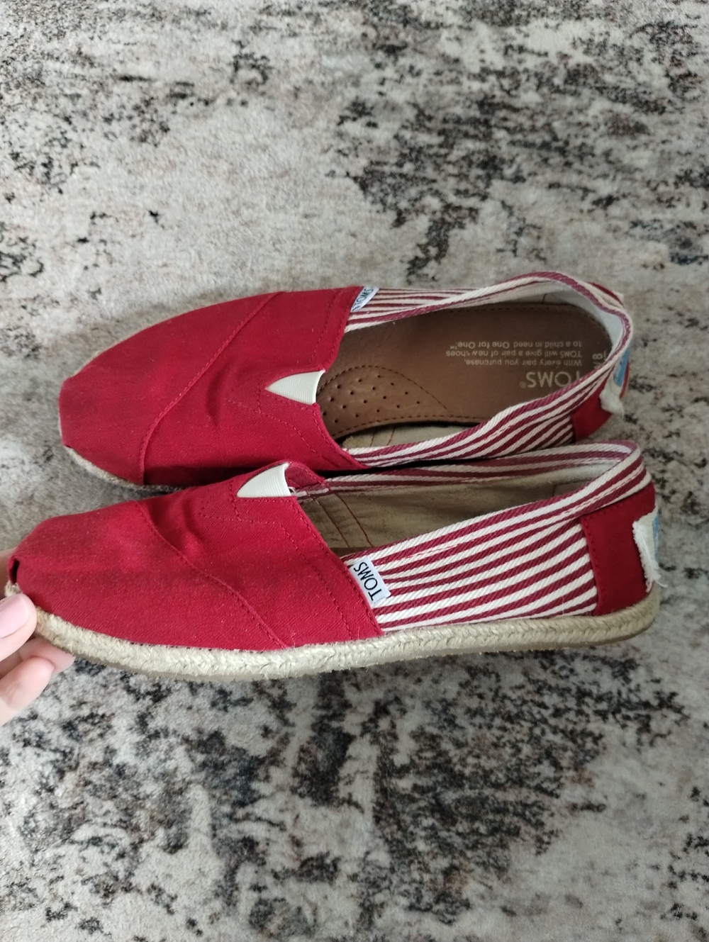 TOMS Red Canvas Espadrille Slip-Ons 8 - Picture 2 of 6